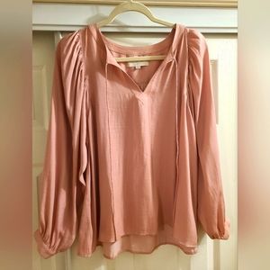 Loft Light Pink Long Sleeve Blouse